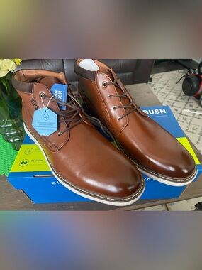 Men's Brown Leather Casual Lace-Up Boots